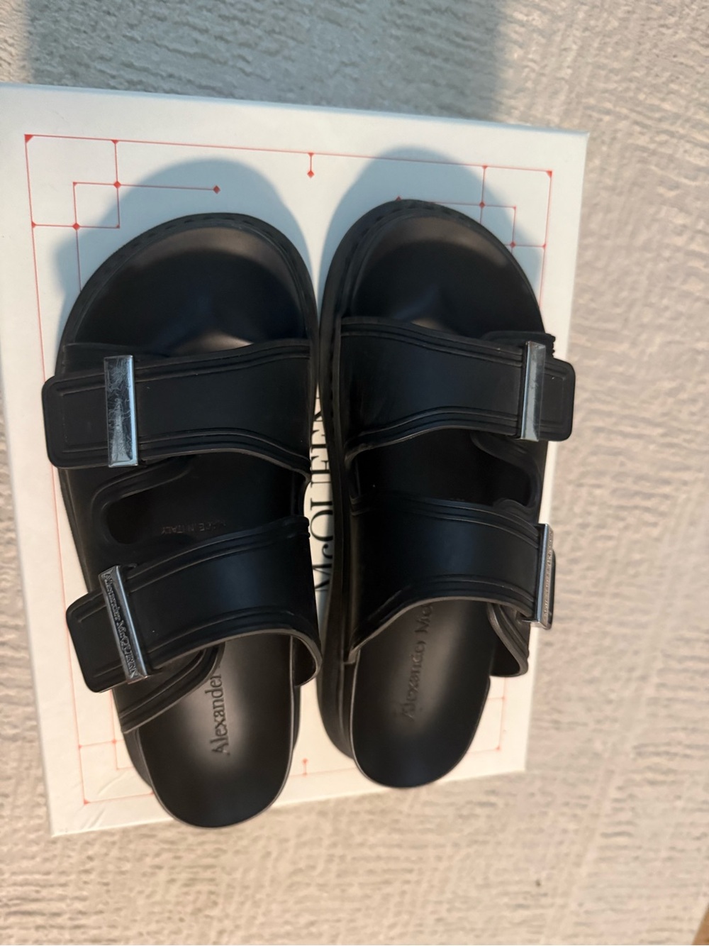 Alexander McQueen Kids Black Double Buckle Slide Sandals